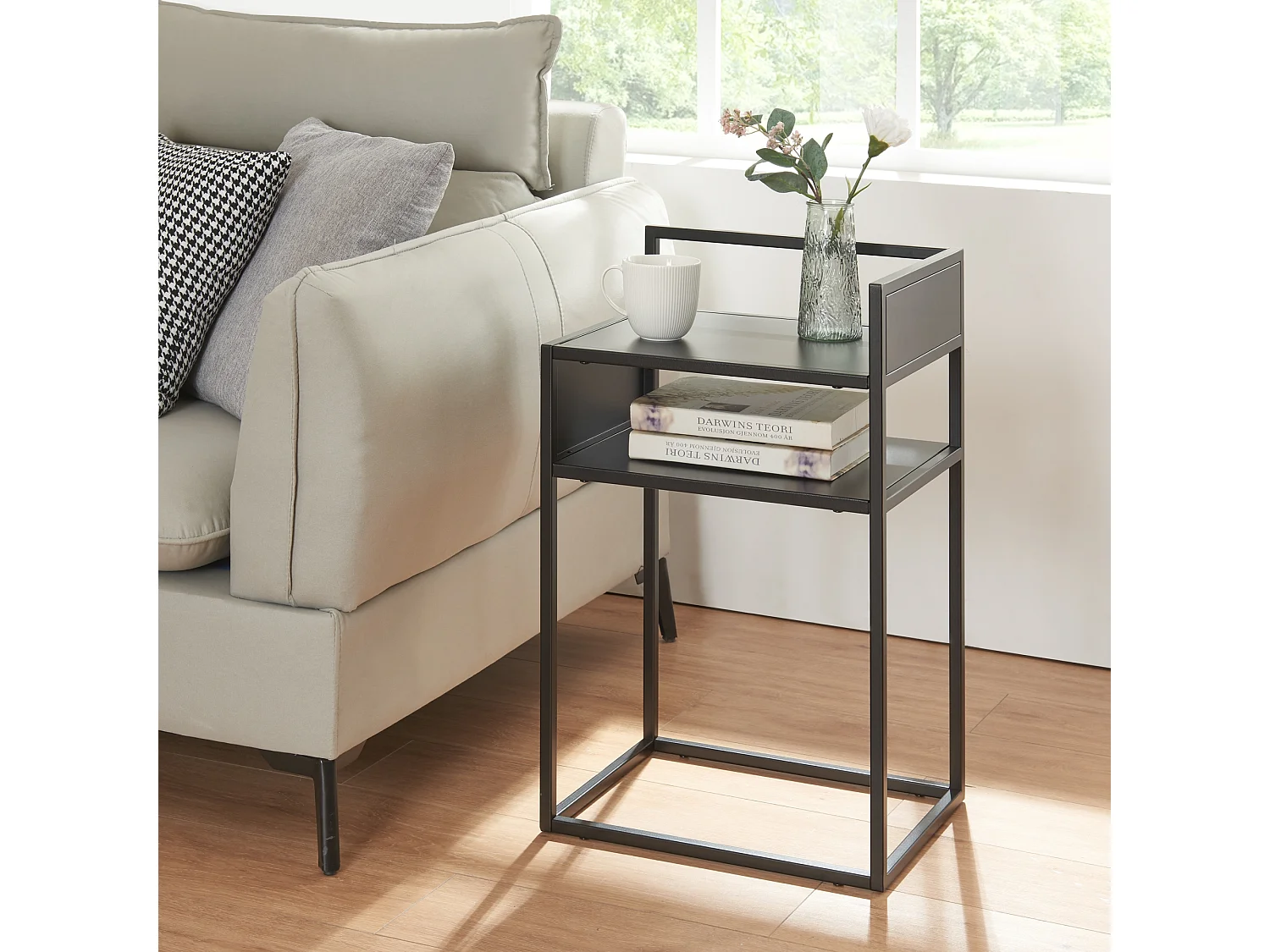 Table d'appoint Riihimäki acier 65 x 40 x 30 cm noir mat [en.casa]