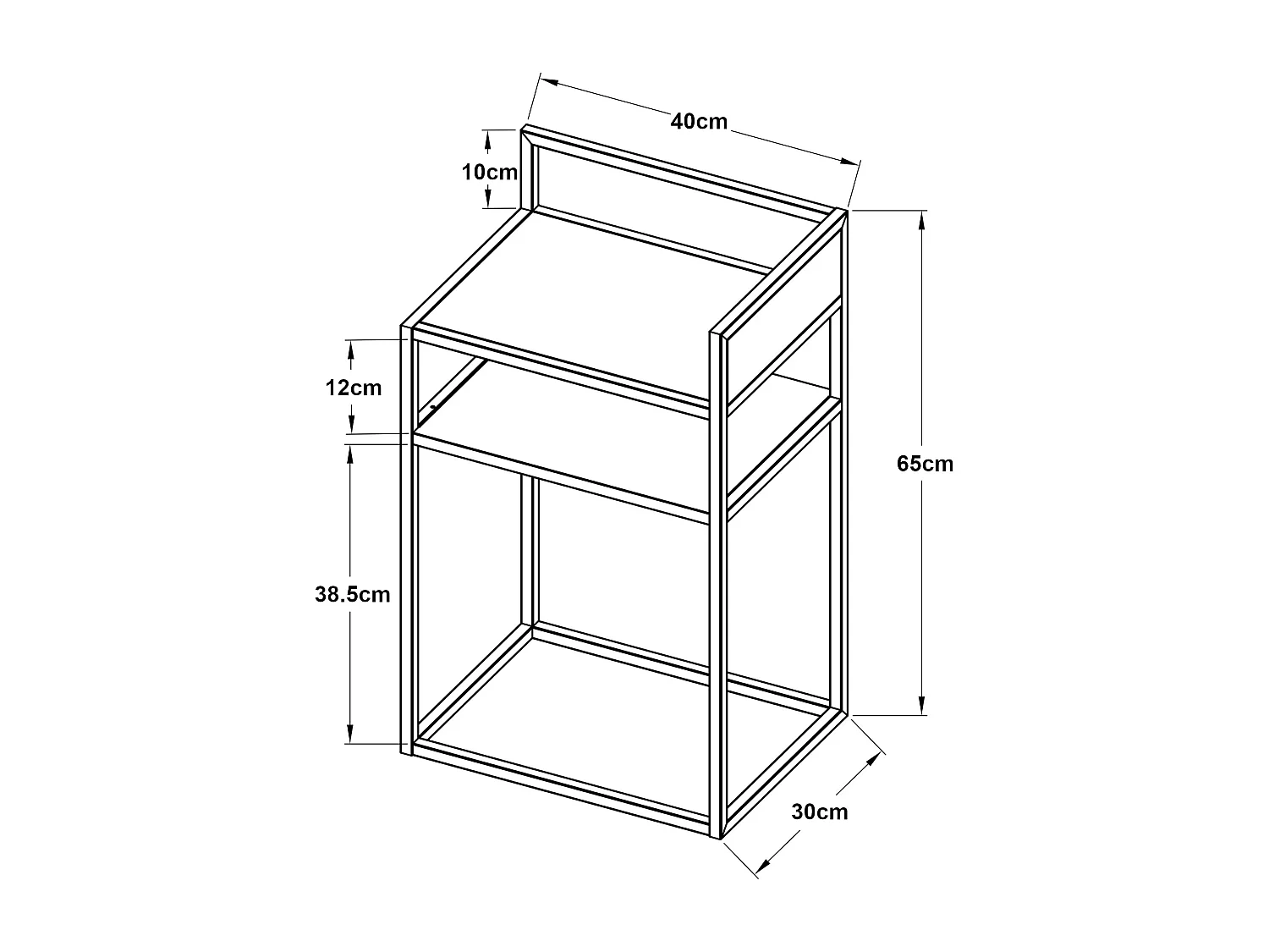 Table d'appoint Riihimäki acier 65 x 40 x 30 cm noir mat [en.casa]