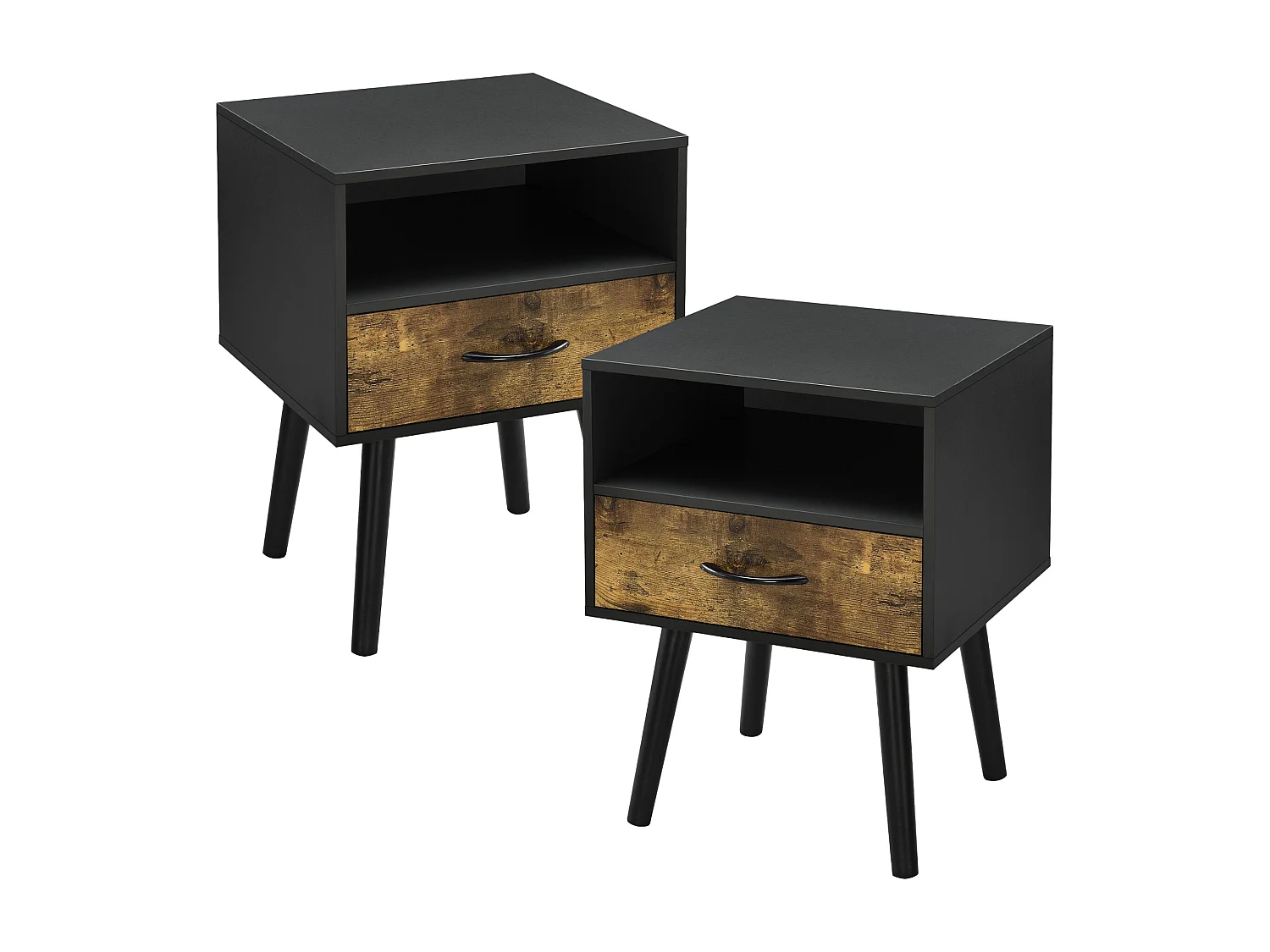 Lot de 2 tables d'appoint Gävle noir effet bois foncé [en.casa]