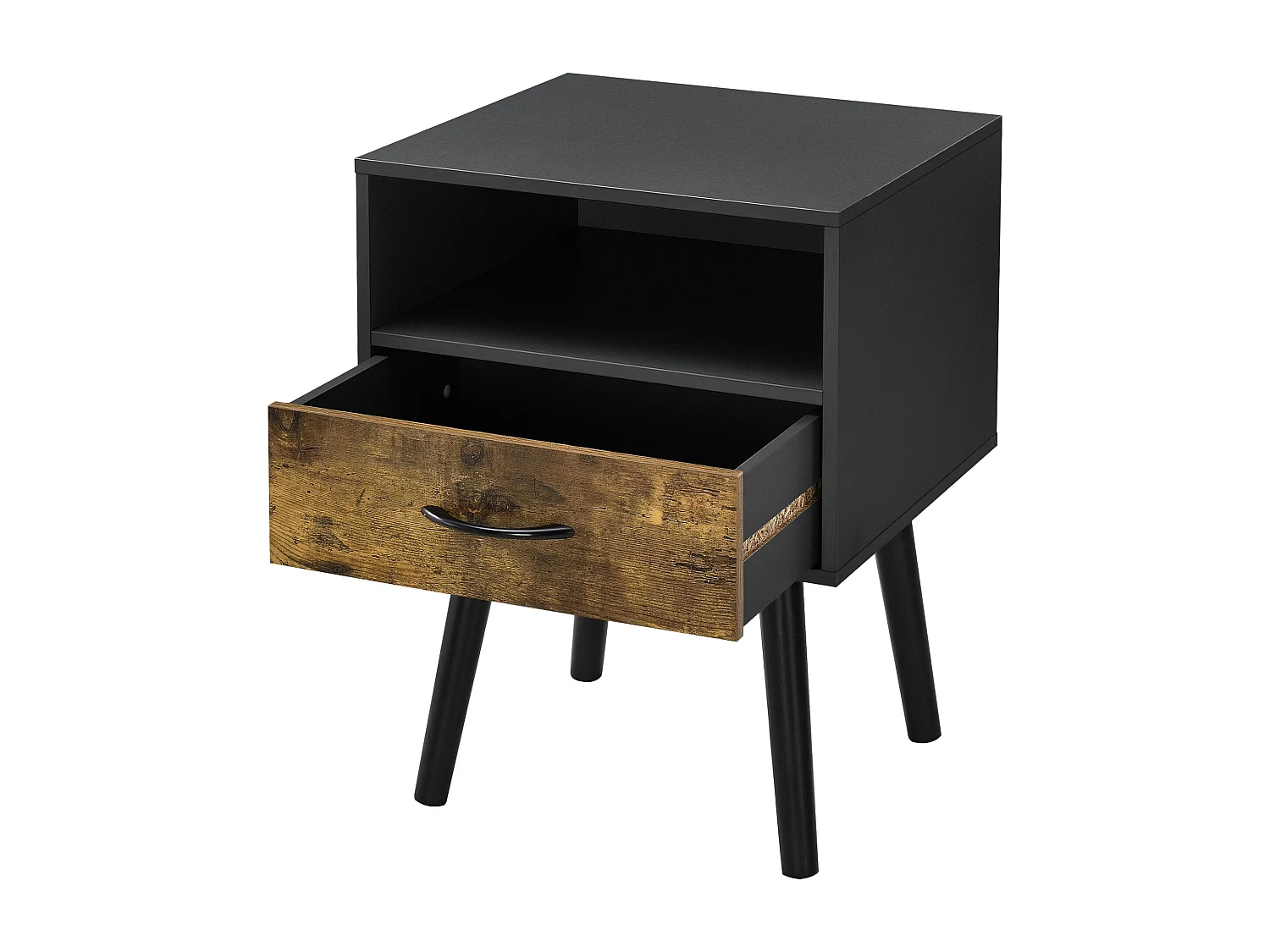 Lot de 2 tables d'appoint Gävle noir effet bois foncé [en.casa]