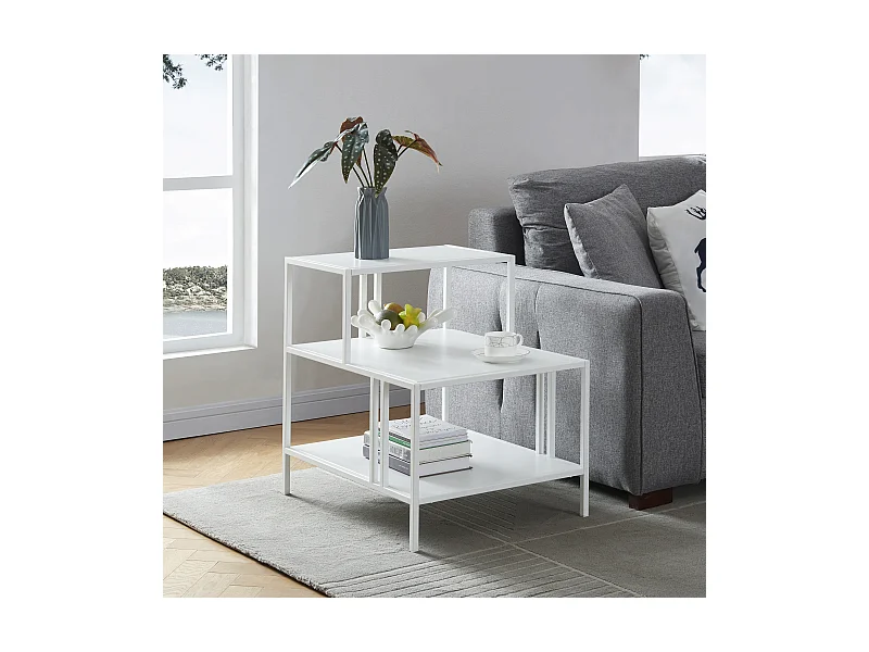 Table d'appoint Kumlinge acier 60 x 60 x 50 cm blanc [en.casa]