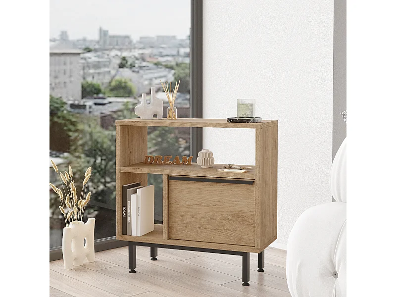 Table d'appoint Vesanto 60 x 60 x 26 cm effet chêne noir [en.casa]