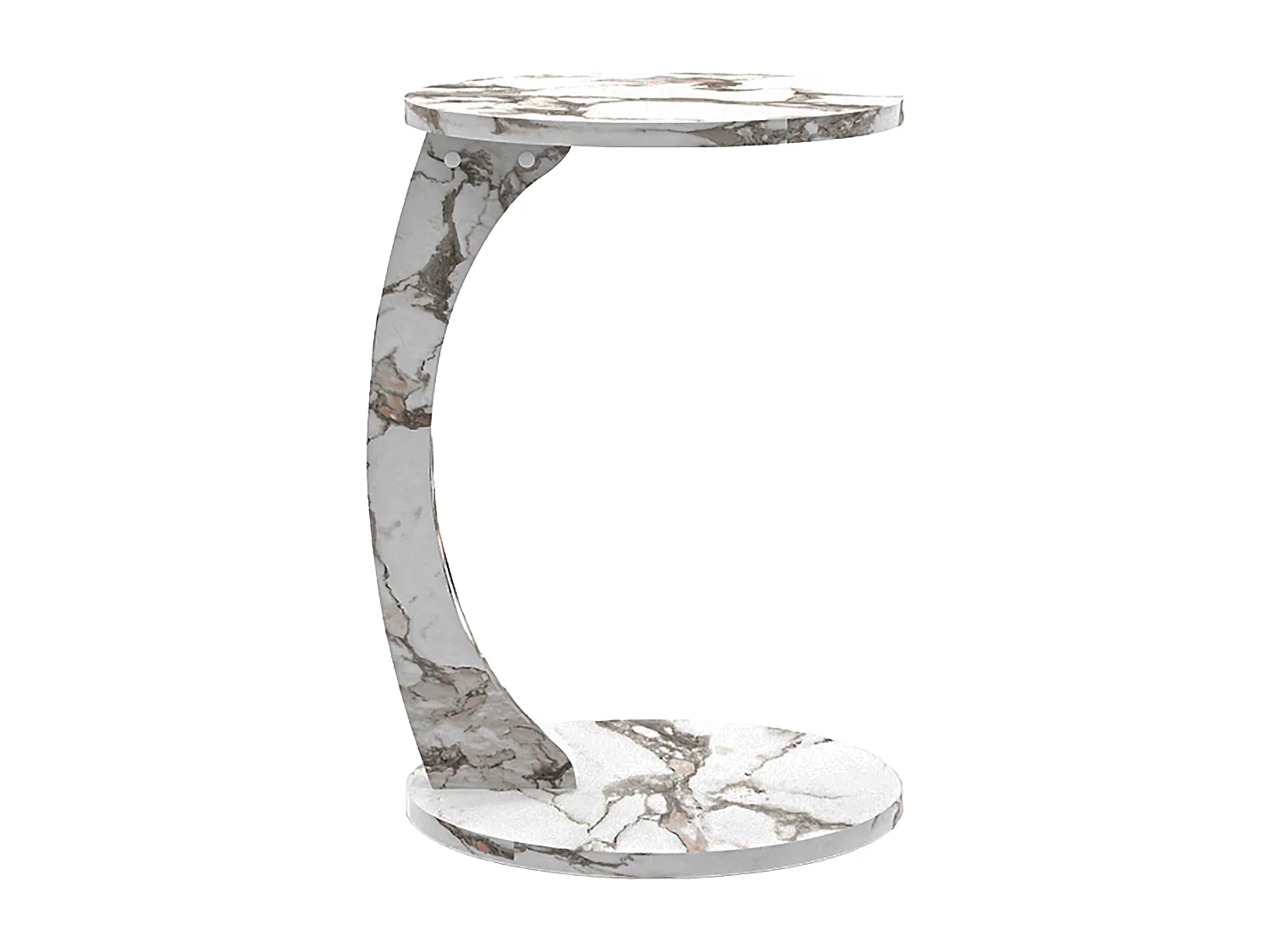 Table d’appoint Holeby ronde à roulettes effet marbre crème [en.casa]