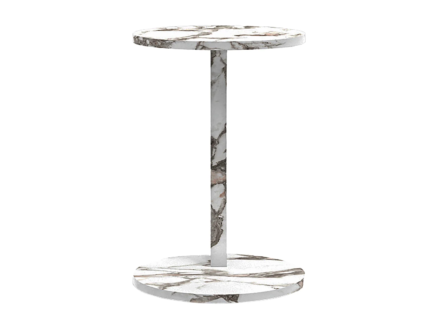 Table d’appoint Holeby ronde à roulettes effet marbre crème [en.casa]