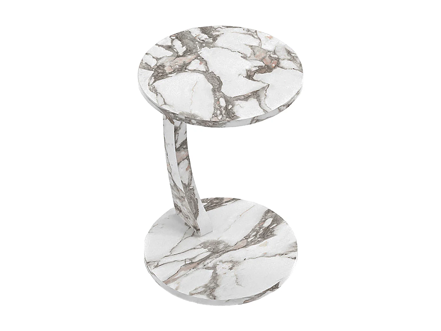 Table d’appoint Holeby ronde à roulettes effet marbre crème [en.casa]