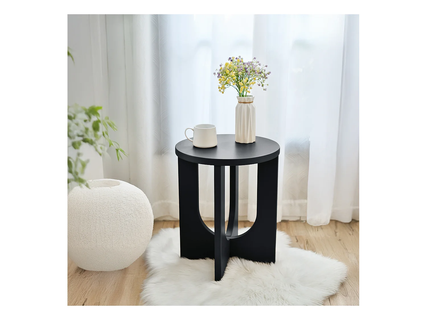 Table d'appoint Kysdajore 50 x 40 cm noir [en.casa]