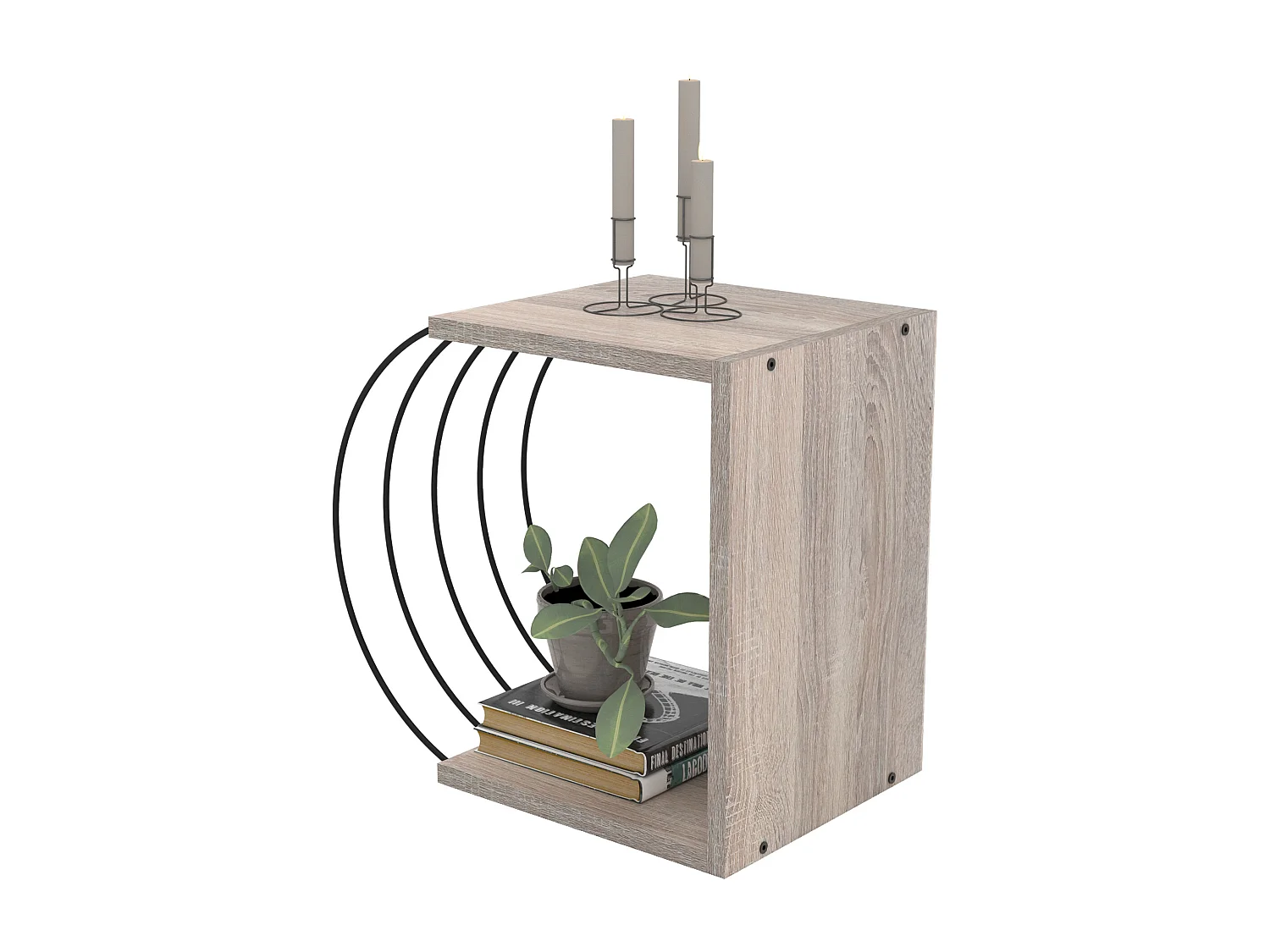 Table d'appoint Vefsn 46 x 30 x 42 cm effet chêne noir [en.casa]