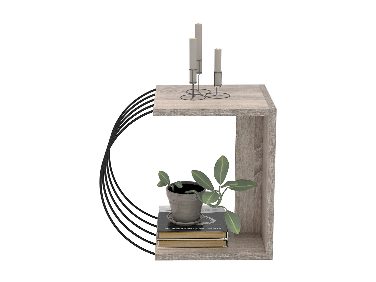 Table d'appoint Vefsn 46 x 30 x 42 cm effet chêne noir [en.casa]