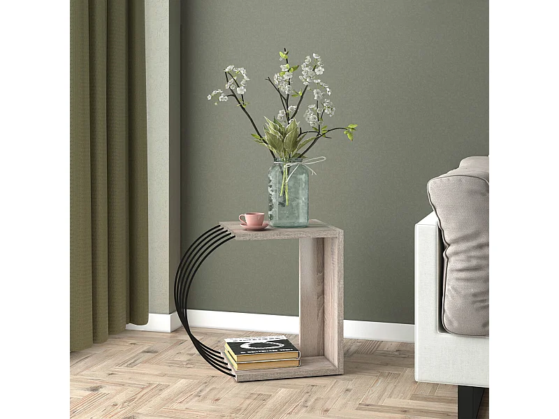 Table d'appoint Vefsn 46 x 30 x 42 cm effet chêne noir [en.casa]