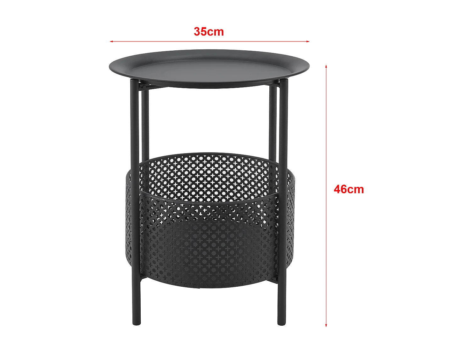 Petite table ronde Kruibeke métal 45 x 35 cm noir [en.casa]