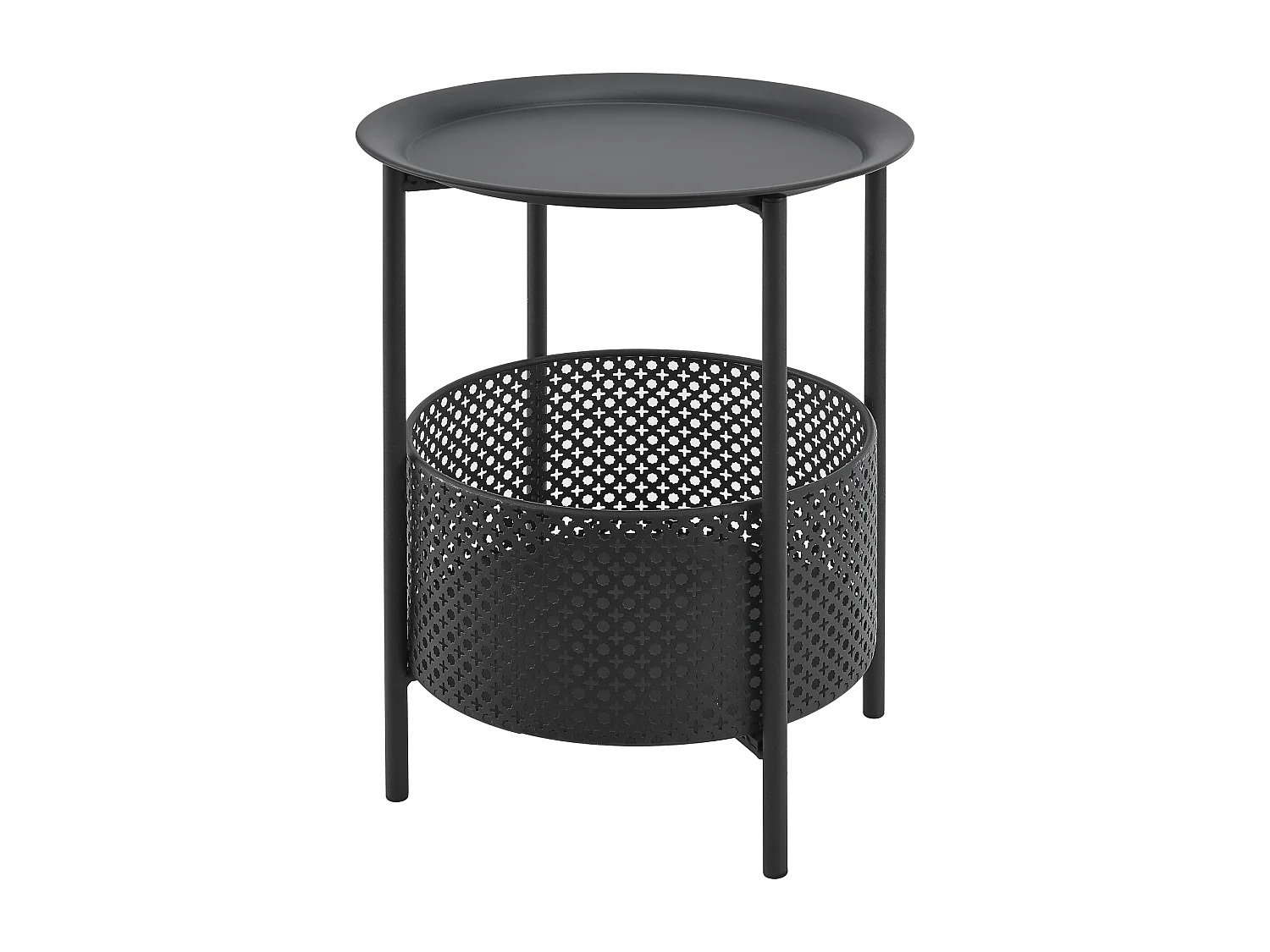 Petite table ronde Kruibeke métal 45 x 35 cm noir [en.casa]
