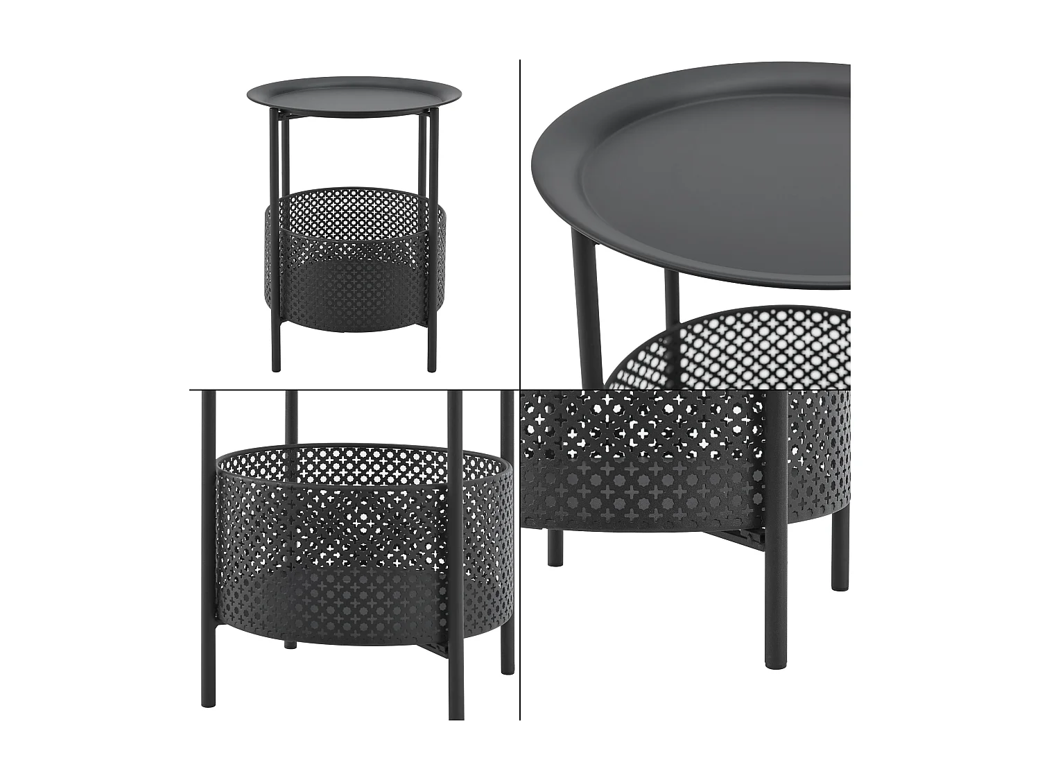 Petite table ronde Kruibeke métal 45 x 35 cm noir [en.casa]