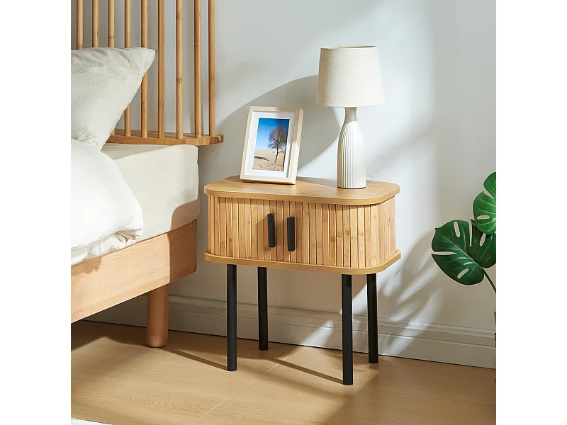 Table d'appoint Tvedestrand 48 x 30 x 45 cm naturel noir [en.casa]