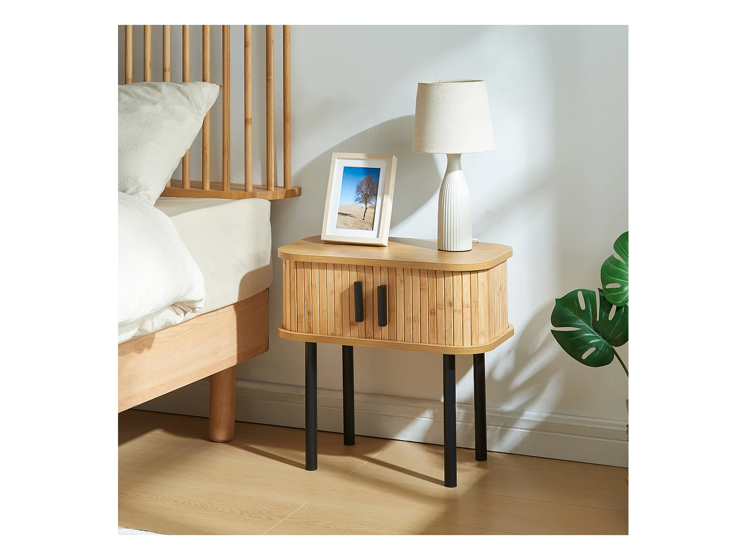 Table d'appoint Tvedestrand 48 x 30 x 45 cm naturel noir [en.casa]