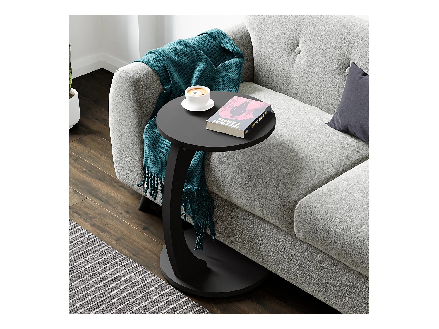 Table d’appoint Holeby 56 x 38 cm noir mat [en.casa]