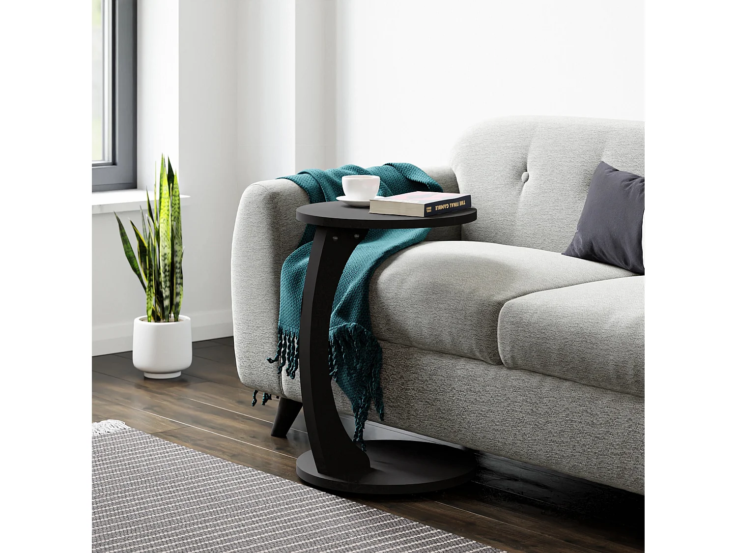 Table d’appoint Holeby 56 x 38 cm noir mat [en.casa]