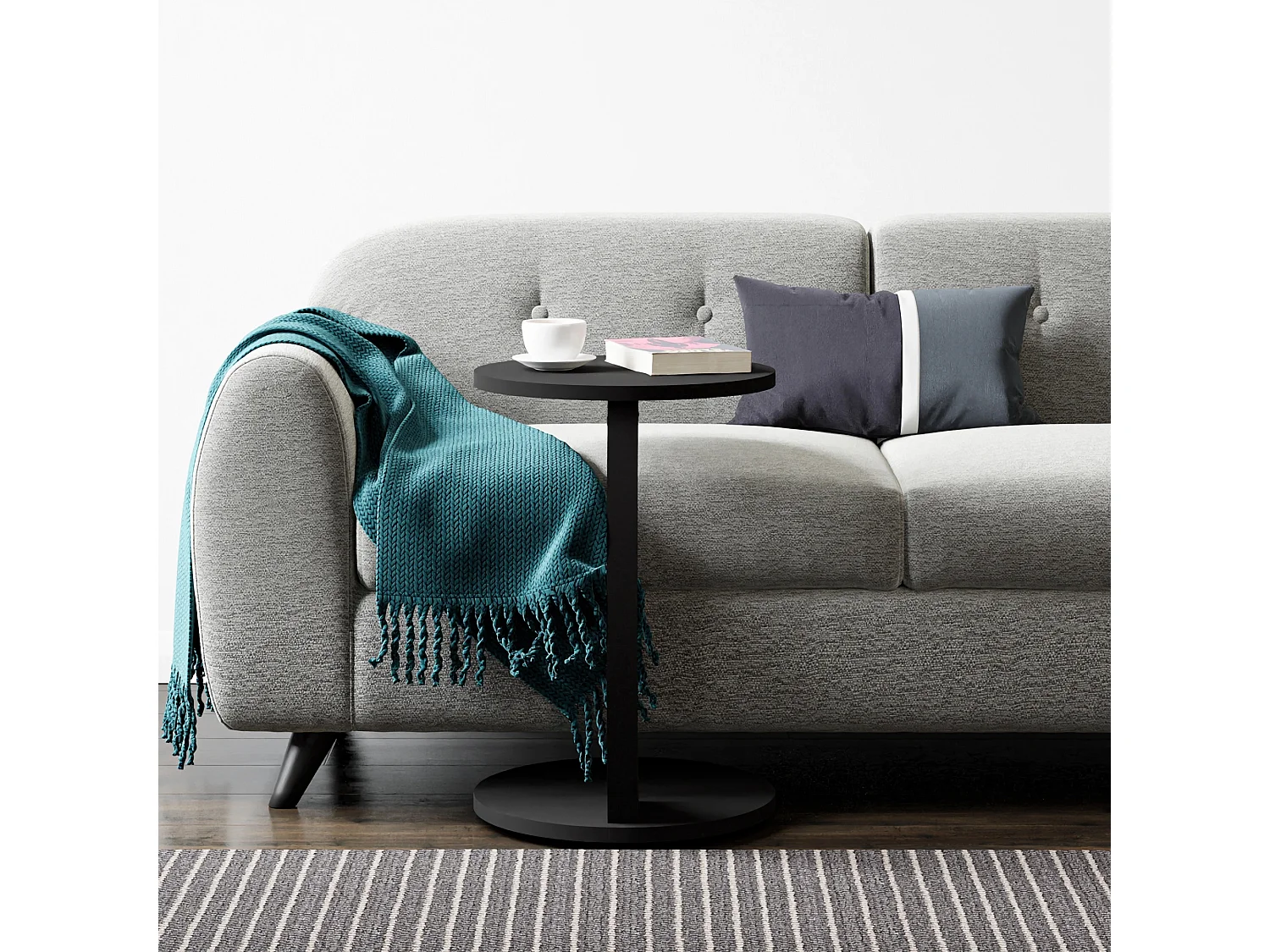 Table d’appoint Holeby 56 x 38 cm noir mat [en.casa]