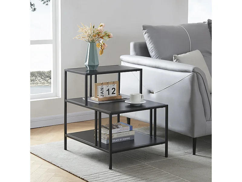 Table d'appoint Kumlinge acier 60 x 60 x 50 cm noir [en.casa]