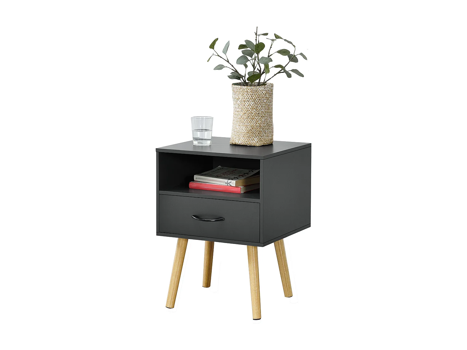 Lot de 2 tables d'appoint Gävle gris foncé [en.casa]