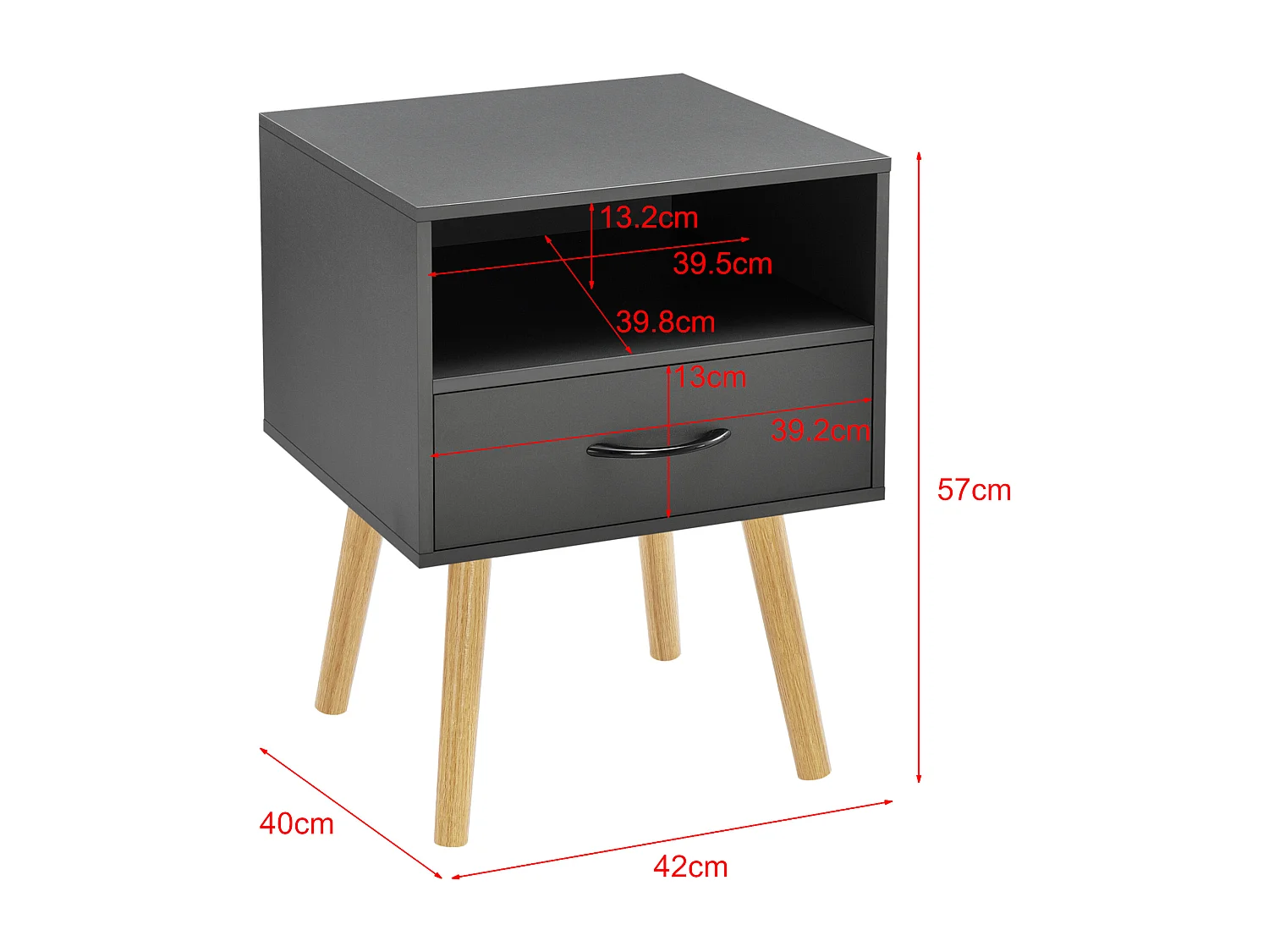Lot de 2 tables d'appoint Gävle gris foncé [en.casa]