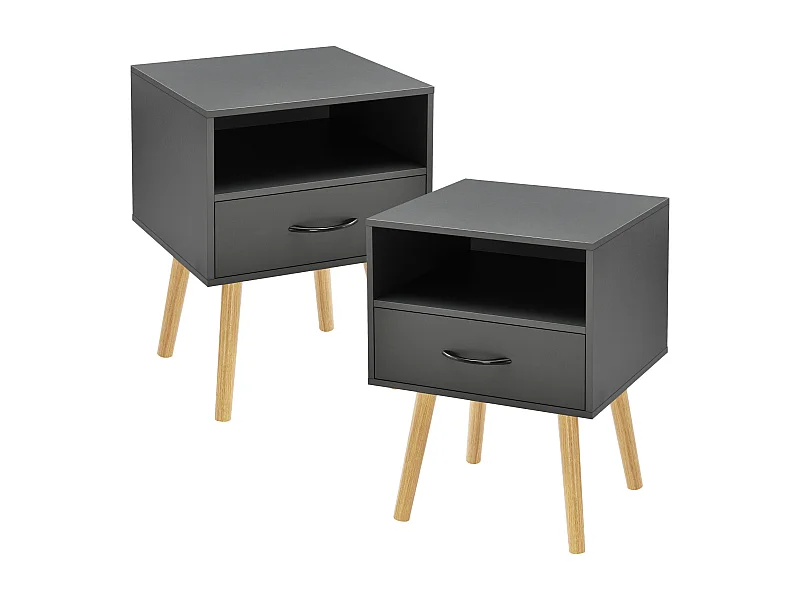Lot de 2 tables d'appoint Gävle gris foncé [en.casa]
