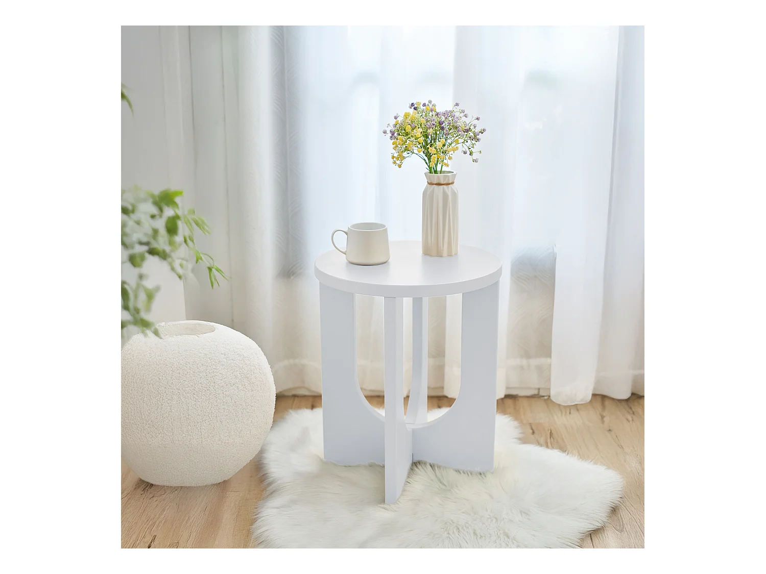 Table d'appoint Kysdajore 50 x 40 cm blanc [en.casa]