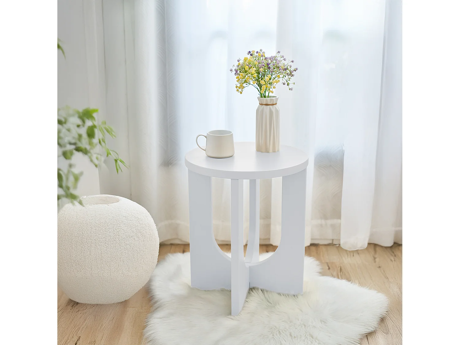 Table d'appoint Kysdajore 50 x 40 cm blanc [en.casa]