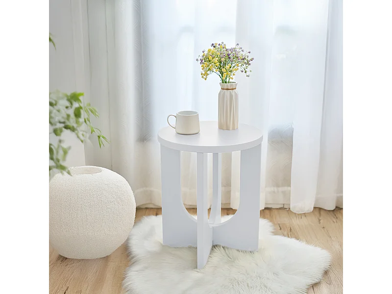 Table d'appoint Kysdajore 50 x 40 cm blanc [en.casa]