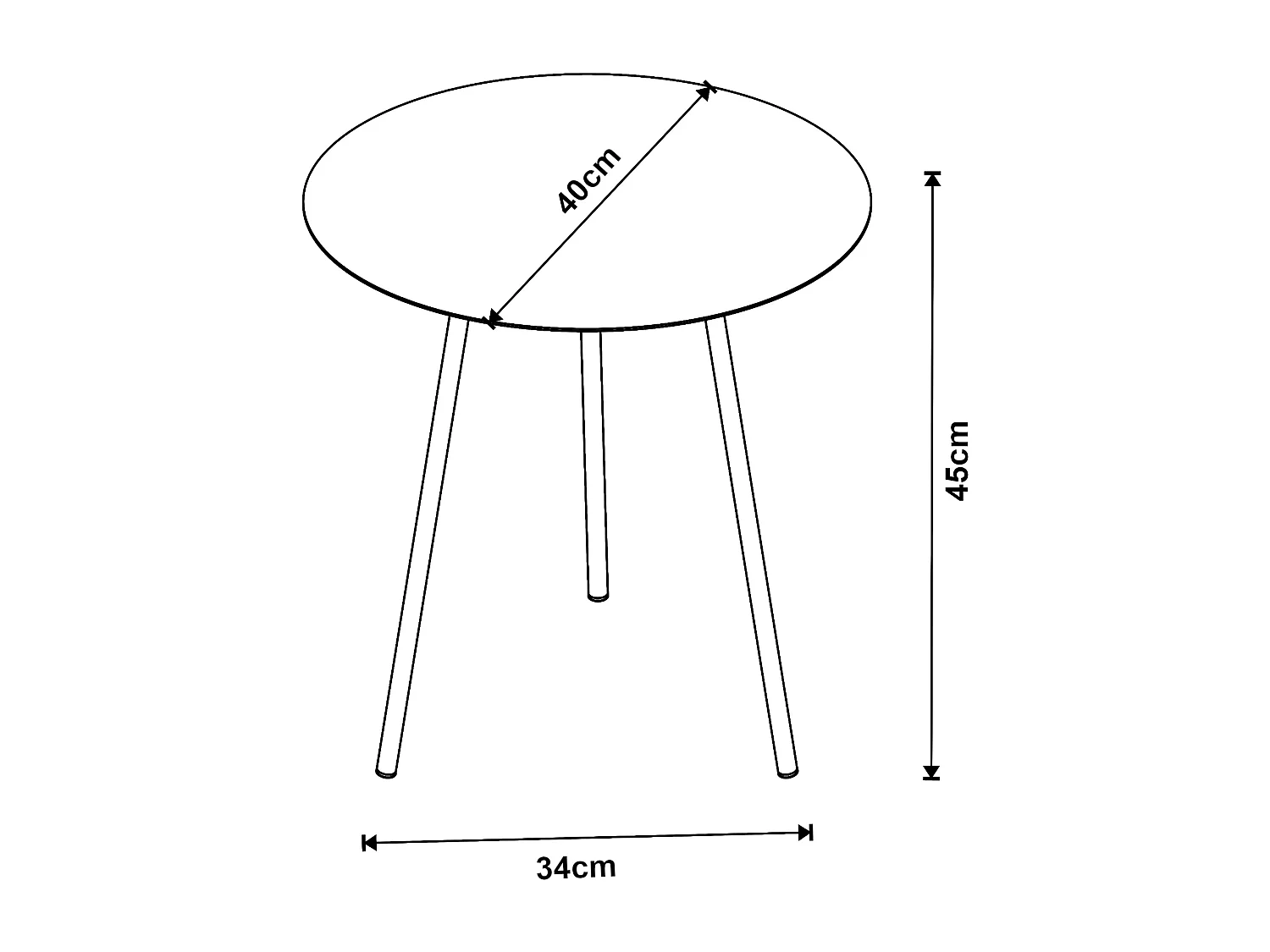 Table d'appoint Sula avec plateau rond métal 45 x 40 cm noir [en.casa]