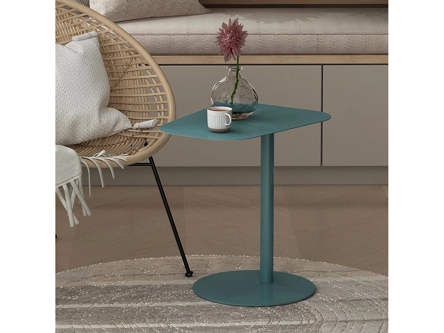 Table d'appoint Nastätten métal 50 x 50 x 38 cm bleu mat [en.casa]