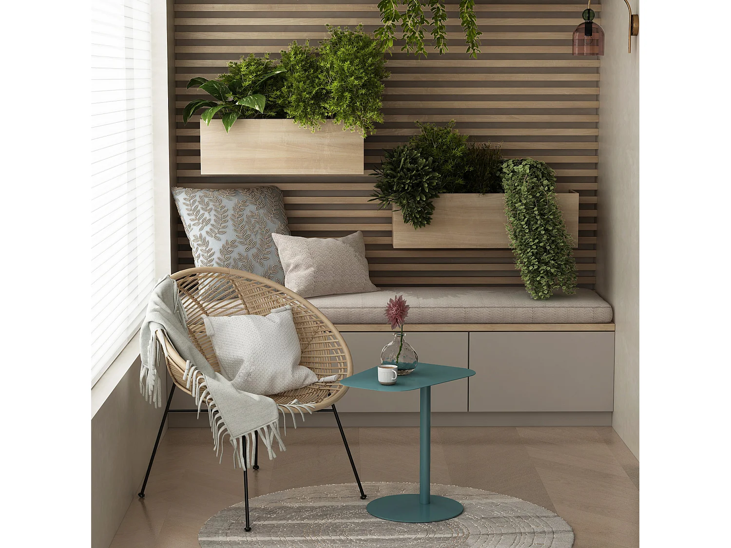 Table d'appoint Nastätten métal 50 x 50 x 38 cm bleu mat [en.casa]