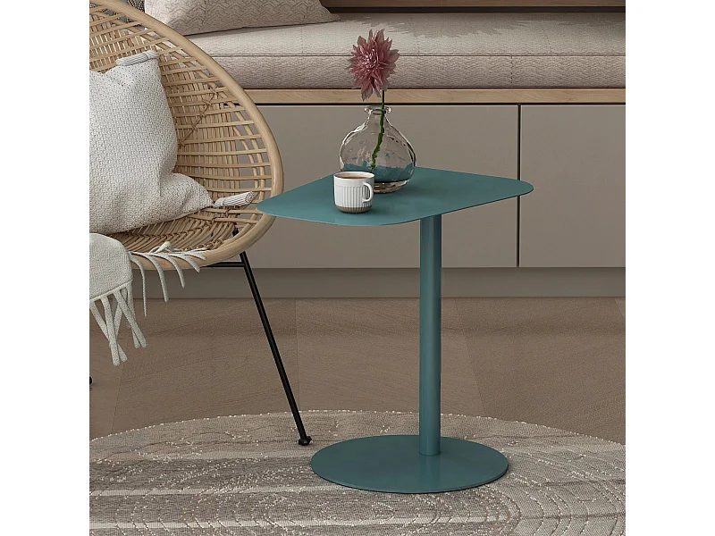 Table d'appoint Nastätten métal 50 x 50 x 38 cm bleu mat [en.casa]