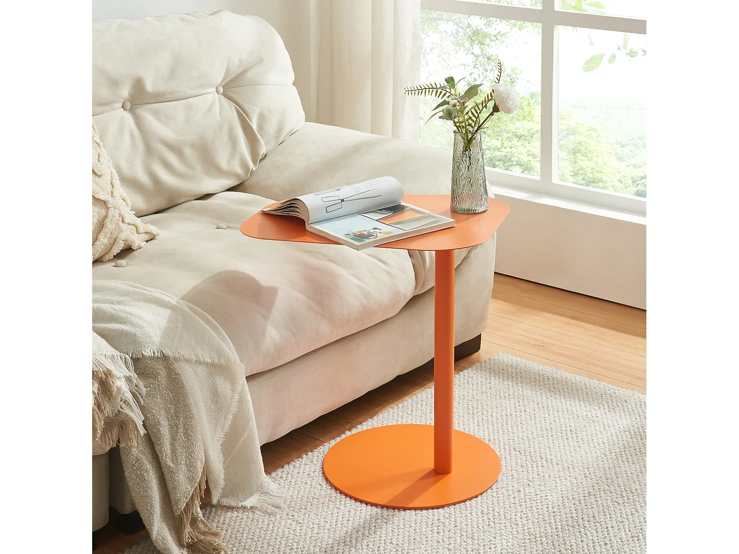 Table d'appoint Nastätten métal 50 x 50 x 38 cm orange [en.casa]