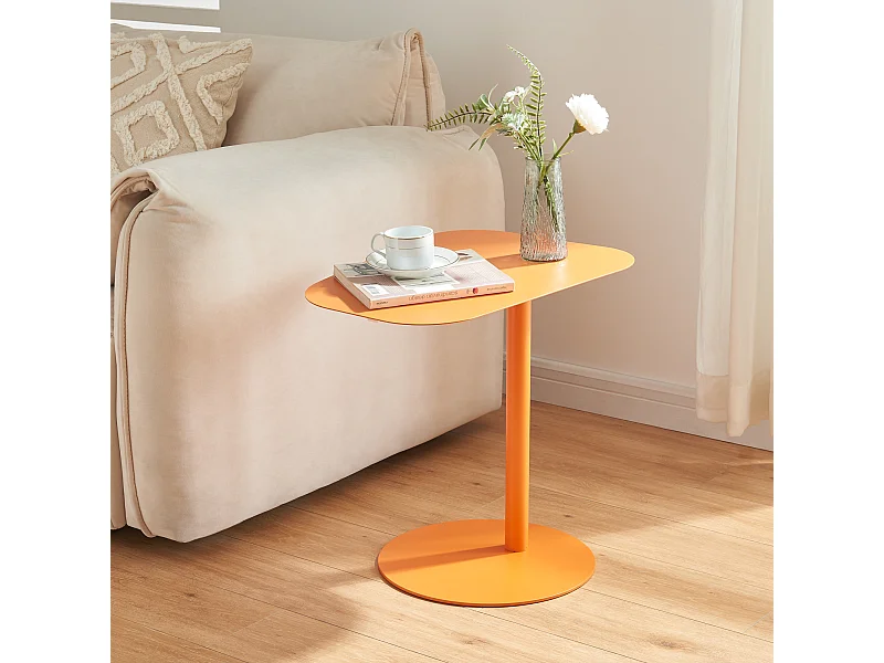 Table d'appoint Nastätten métal 50 x 50 x 38 cm orange [en.casa]