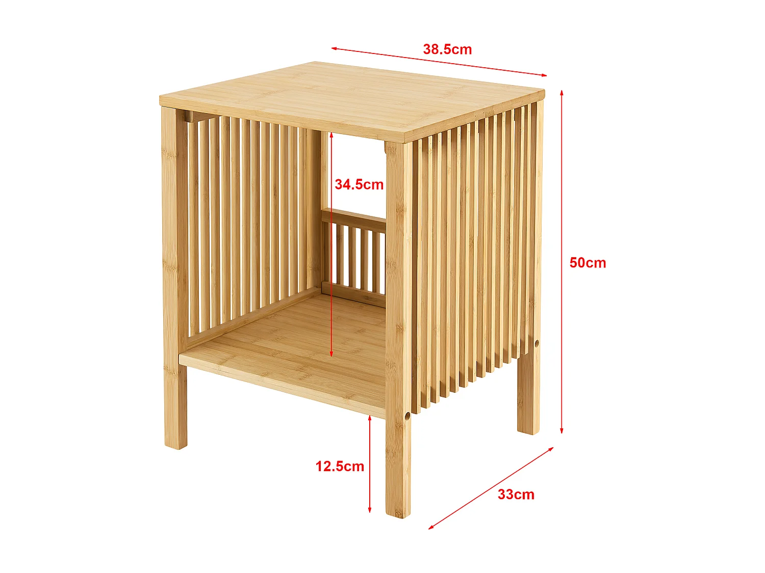 Table d'appoint Varde bambou 50 x 38,5 x 33 cm naturel [en.casa]