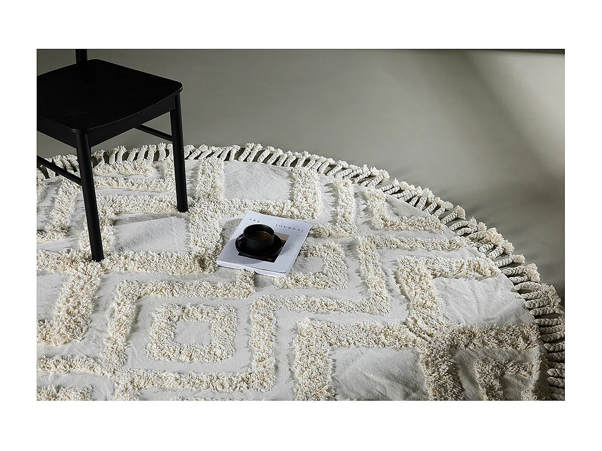Tapis Rond Design "Hilma" 200cm Naturel