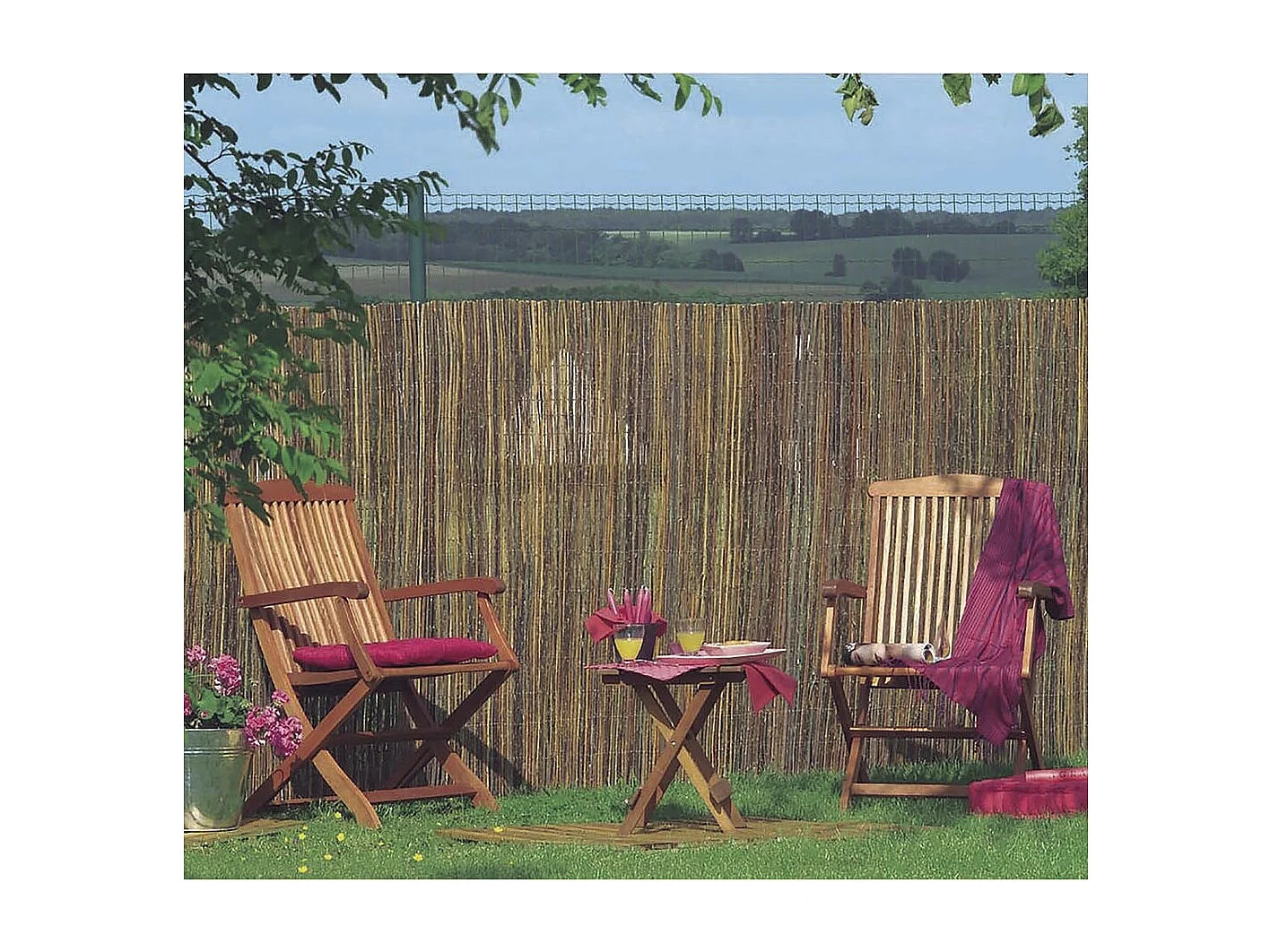 Valla de mimbre Vimet para un jardín natural y separado - 1,50 x 3,00 m - Marrón