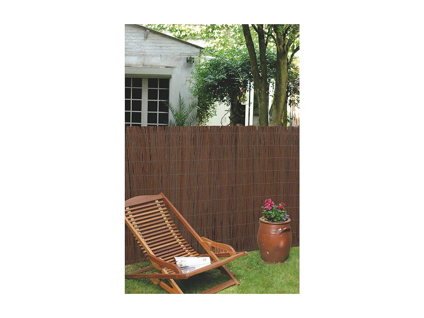 Valla de mimbre Vimet para un jardín natural y separado - 1,50 x 3,00 m - Marrón