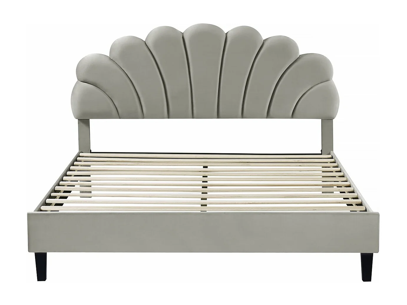 Lit coquillage en velours "Manon" - 160 x 200 cm - Gris