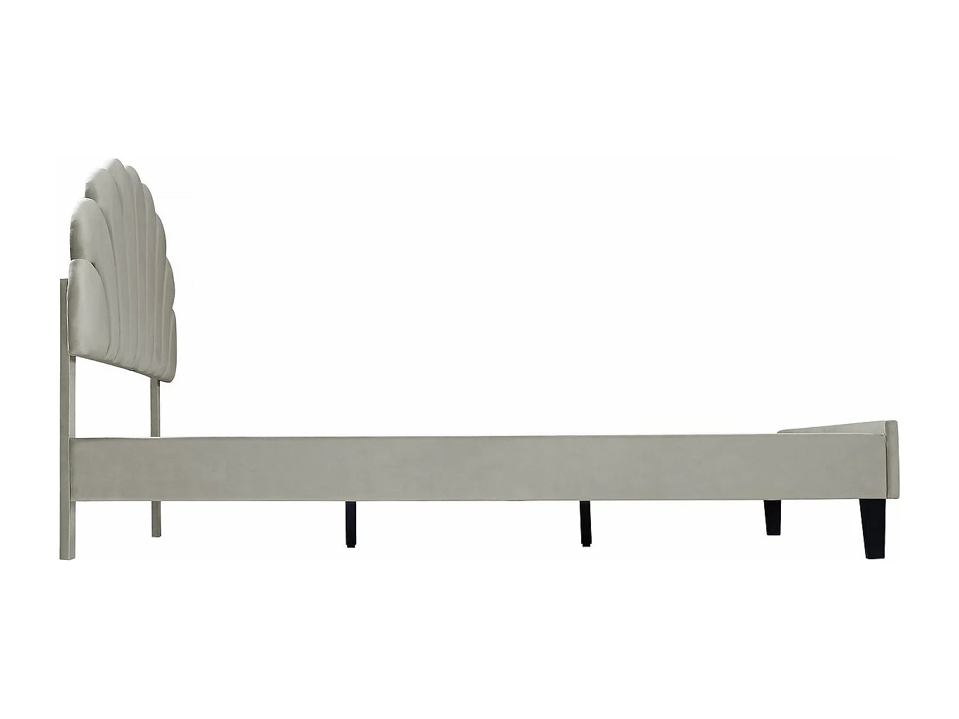 Lit coquillage en velours "Manon" - 160 x 200 cm - Gris