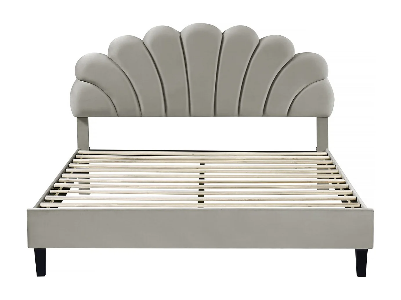 Tweepersoons fluwelen schelpenbed "Manon" 160 x 200 cm Grijs