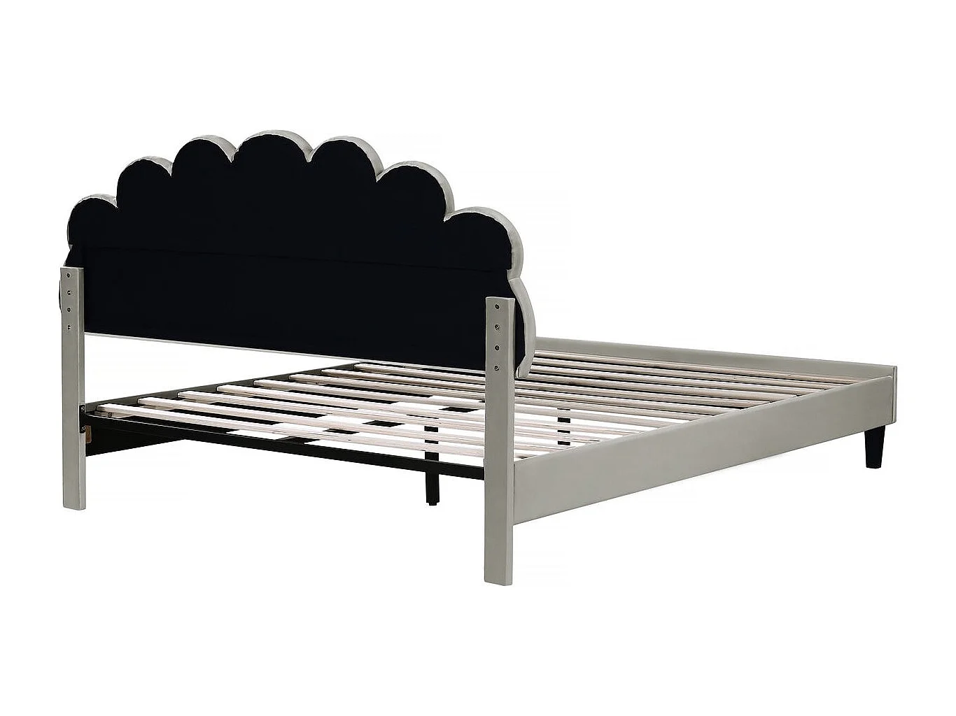 Tweepersoons fluwelen schelpenbed "Manon" 160 x 200 cm Grijs