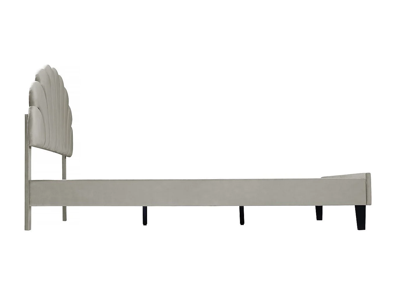 Tweepersoons fluwelen schelpenbed "Manon" 160 x 200 cm Grijs