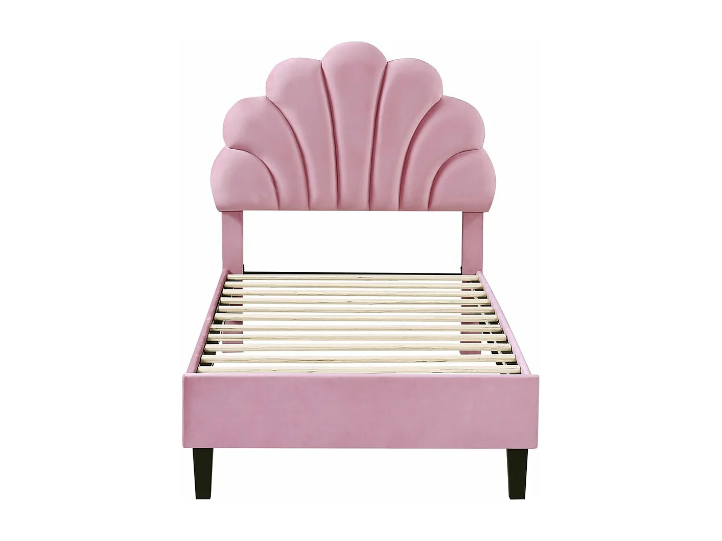 Lit coquillage en velours "Manon" - 90 x 190 cm - Rose