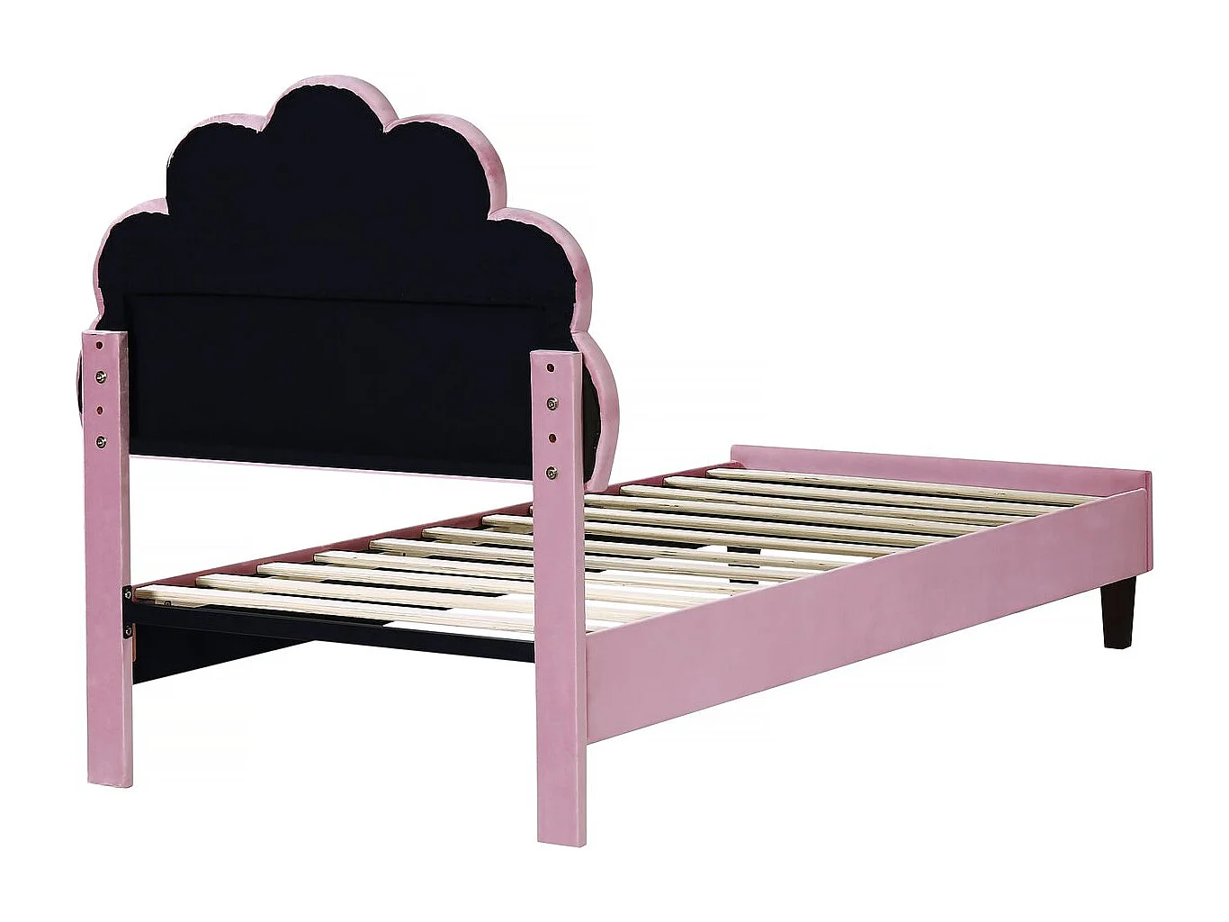 Lit coquillage en velours "Manon" - 90 x 190 cm - Rose