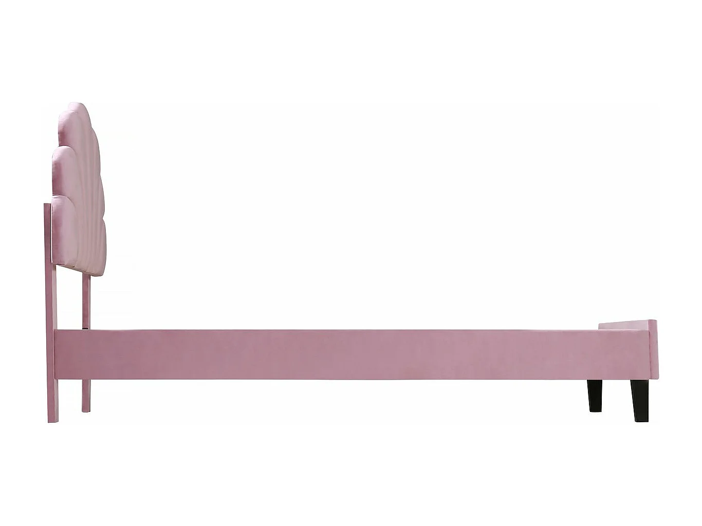 Lit coquillage en velours "Manon" - 90 x 190 cm - Rose