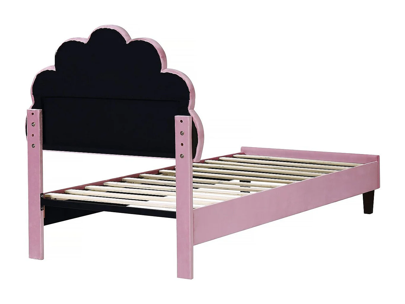 Lit coquillage en velours "Manon" - 90 x 190 cm - Rose