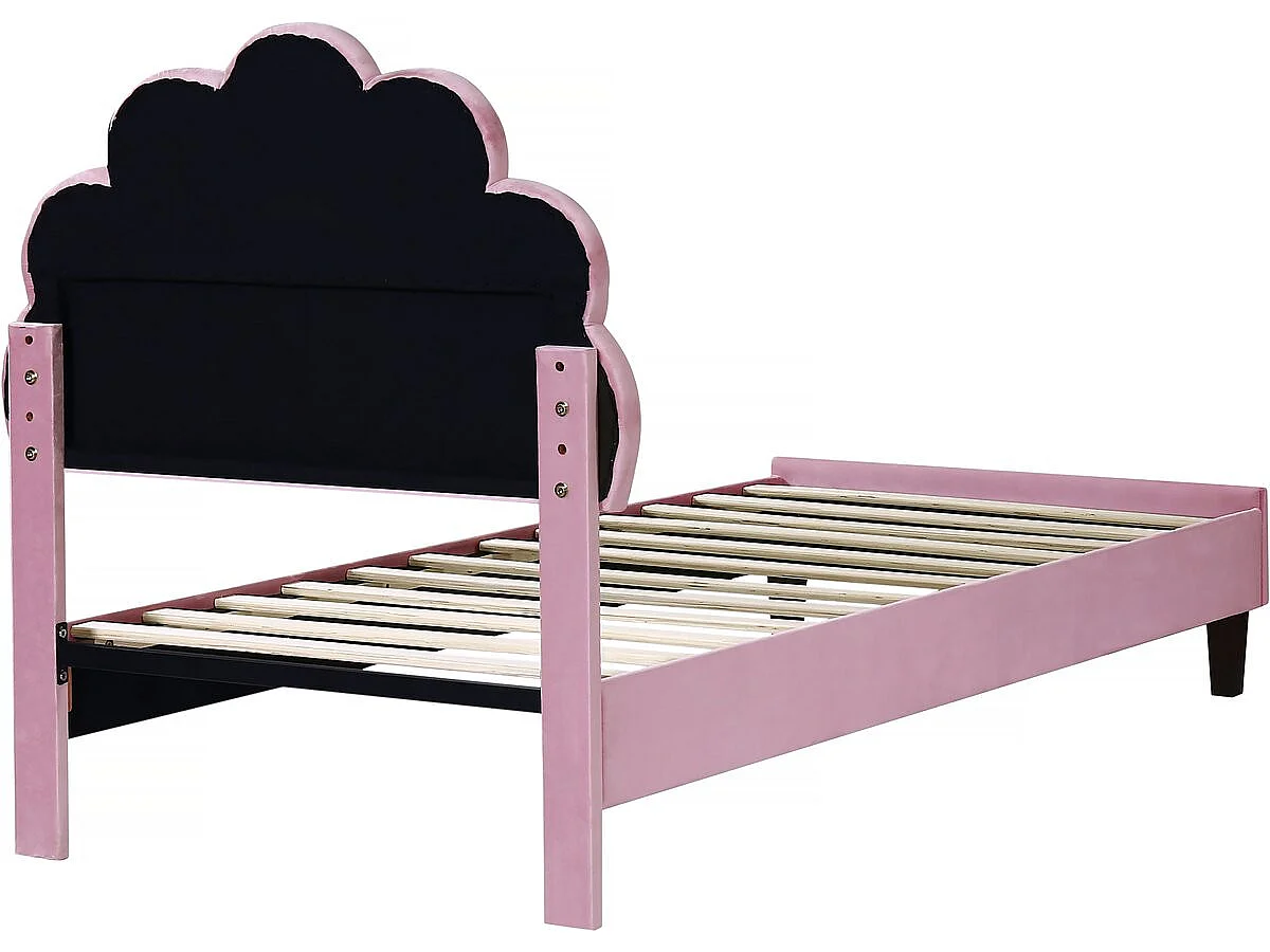 Roze fluwelen "Manon" schelpenbed 90x190cm - Elegant en comfortabel ontwerp