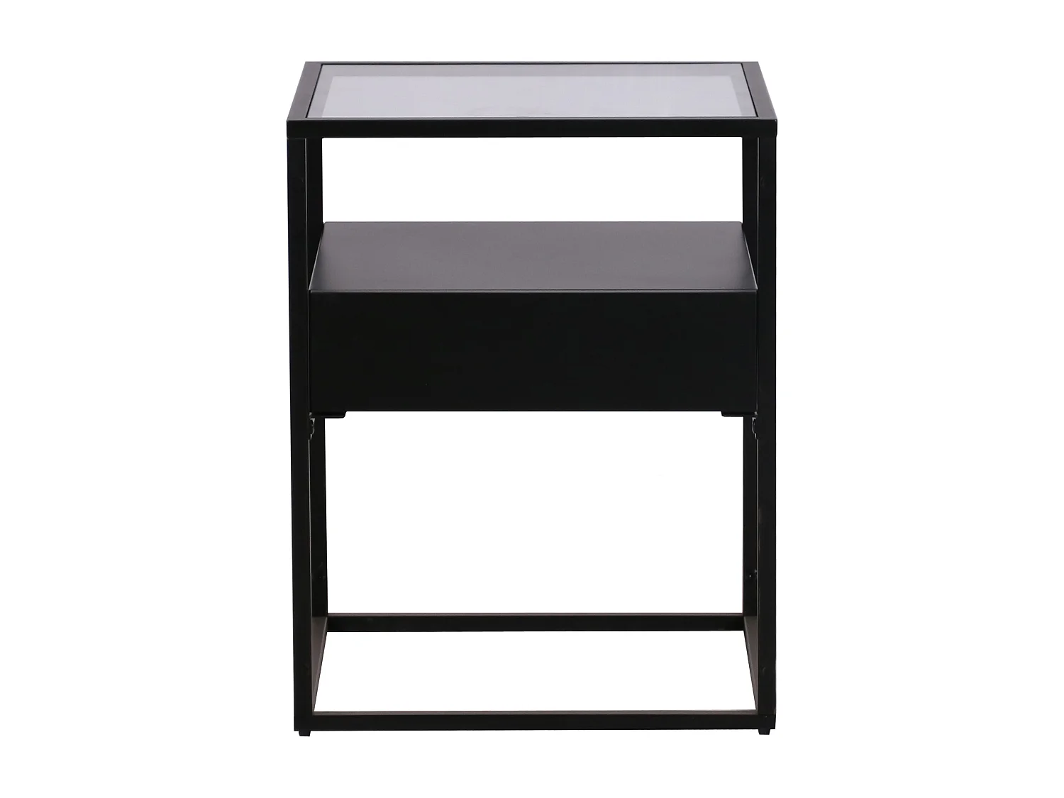 Table d'appoint Vissenbjerg acier laqué verre trempé 51 x 40 x 40 cm noir mat [en.casa]