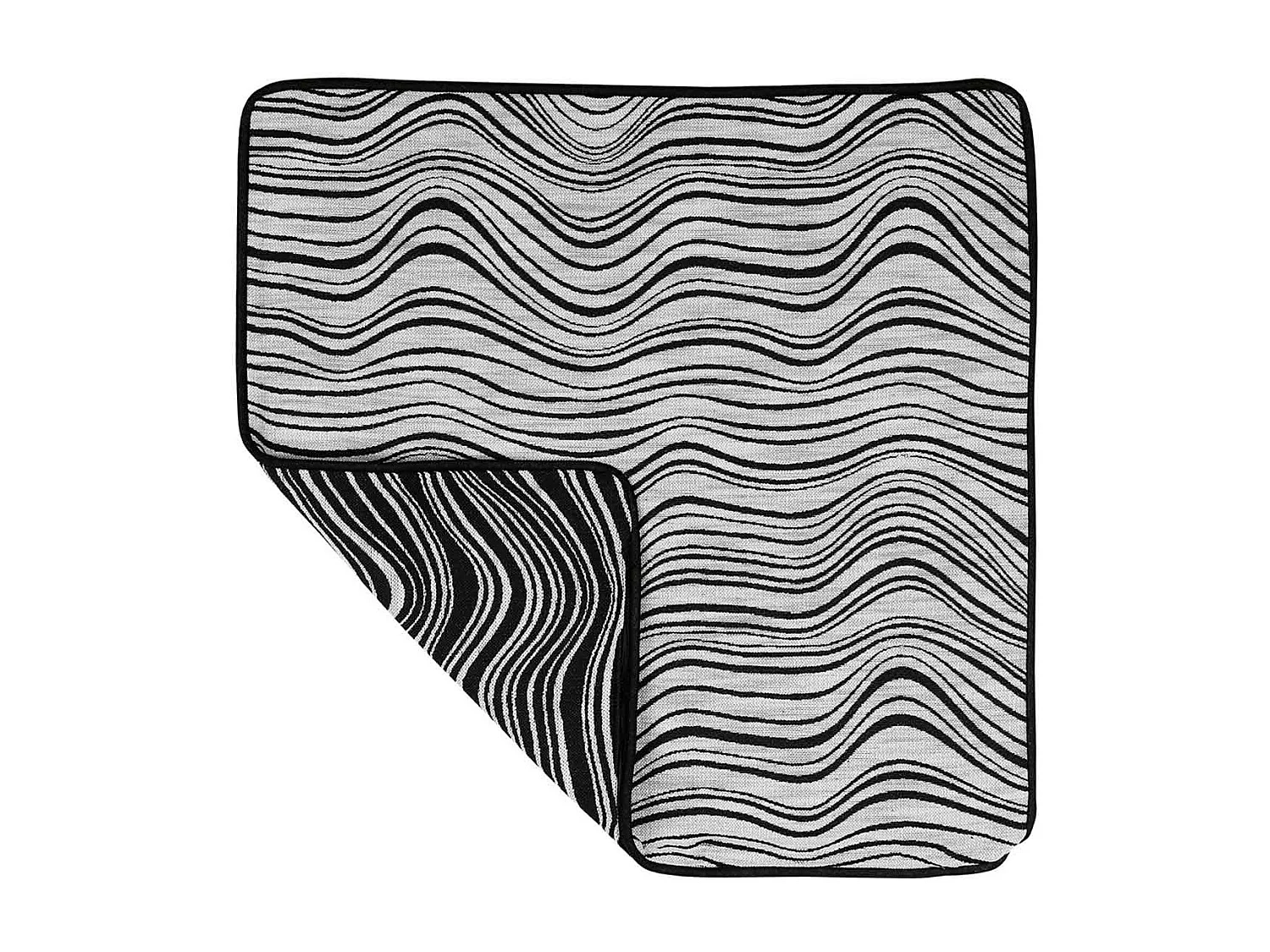 Housse de Coussin à Vagues Noir & Blanc